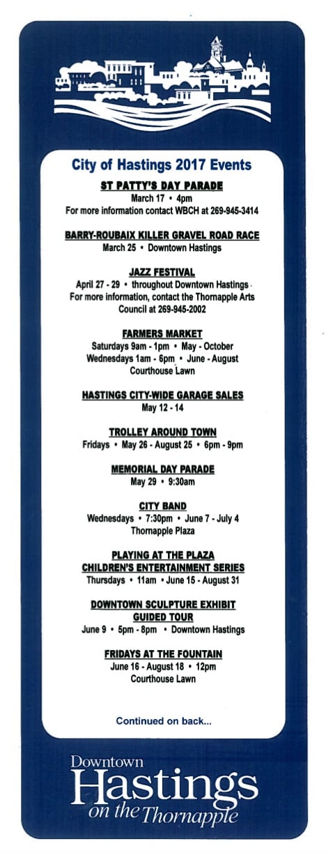 Calendar Of Events For Hastings MI Downtown Hastings