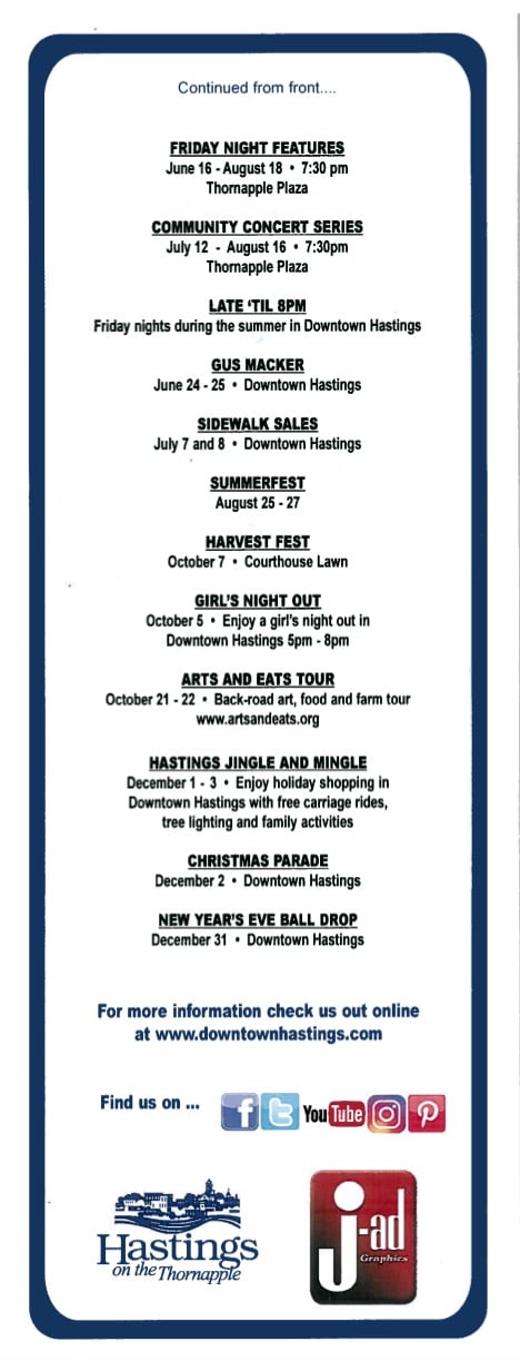 Calendar Of Events For Hastings MI Downtown Hastings